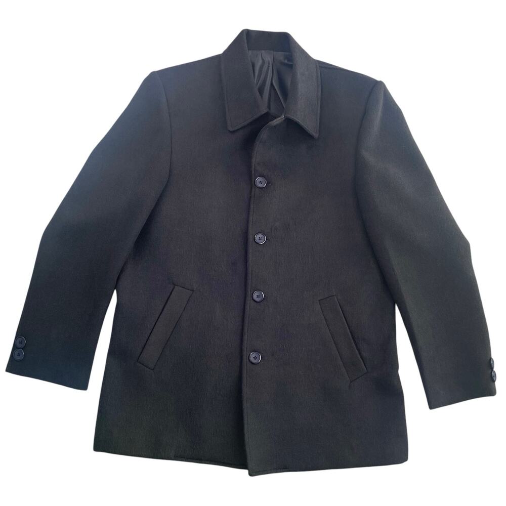 Vintage Giorgio Armani Mens Black Pure Lana Button Up Coat Size M